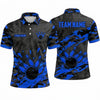 Maxcorners Bowling Polo Shirt Camouflage Pattern Grunge Texture Splatter Ball Pins Personalized Custom Team Player Name Apparel (3 Color)
