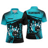 Maxcorners Bowling Polo Shirt Cartoon Smiling Character Sunglasses Halftone Pattern Ball Pins Personalized Custom Team Player Name Apparel (4 Color)