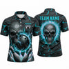 Maxcorners Bowling Polo Shirt Skull Lightning Electric Crack Texture Ball Pins Personalized Custom Team Player Name Apparel (4 Color)