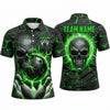 Maxcorners Bowling Polo Shirt Skull Lightning Electric Crack Texture Ball Pins Personalized Custom Team Player Name Apparel (4 Color)