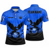 Maxcorners Bowling Polo Shirt Eagle Silhouette Splash Grunge Texture Feathers Ball Pins Multi Options Personalized Name, Team Name Unisex 3D Shirt (3 Colors)