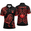 Maxcorners Bowling Polo Shirt Tribal Tattoo Swirl Lion Silhouette Pattern Ball Pins Multi Options Personalized Name, Team Name Unisex 3D Shirt (4 Colors)