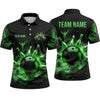 Maxcorners Bowling Polo Shirt Mystic Smoke Fog Magic Aura Glowing Sparks Ball Pins Multi Options Personalized Name, Team Name Unisex 3D Shirt (4 Colors)