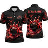 Maxcorners Bowling Polo Shirt Mystic Smoke Fog Magic Aura Glowing Sparks Ball Pins Multi Options Personalized Name, Team Name Unisex 3D Shirt (4 Colors)