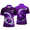 Maxcorners Bowling Polo Shirt Giant Water Wave Ocean Surf Splash Ball Pins Multi Options Personalized Name, Team Name Unisex 3D Shirt (4 Colors)
