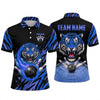 Maxcorners Bowling Polo Shirt Tiger Mascot Flame Energy Splatter Stripes Ball Pins Multi Options Personalized Name, Team Name Unisex 3D Shirt (4 Colors)