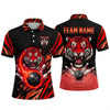 Maxcorners Bowling Polo Shirt Tiger Mascot Flame Energy Splatter Stripes Ball Pins Multi Options Personalized Name, Team Name Unisex 3D Shirt (4 Colors)