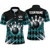 Maxcorners Bowling Polo Shirt Argyle Pattern Paint Splash Speed Lines Ball Pins Multi Options Personalized Name, Team Name Unisex 3D Shirt (4 Colors)