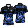 Maxcorners Bowling Polo Shirt Liquid Swirl Marble Wave Energy Flow Ball Pins Multi Options Personalized Name, Team Name Unisex 3D Shirt (4 Colors)