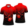 Maxcorners Bowling Polo Shirt Flying Eagle Talons Splatter Halftone Dots Ball Pins Multi Options Personalized Name, Team Name Unisex 3D Shirt (4 Colors)
