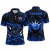 Maxcorners Bowling Polo Shirt Dragon Flames Winged Ball Pins Personalized Custom Team Player Name Apparel (4 Color)
