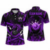 Maxcorners Bowling Polo Shirt Dragon Flames Winged Ball Pins Personalized Custom Team Player Name Apparel (4 Color)