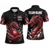 Maxcorners Bowling Polo Shirt Coiled Dragon Smoke Mist Ball Pins Multi Options Personalized Name, Team Name Unisex 3D Shirt (4 Colors)