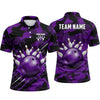 Maxcorners Bowling Polo Shirt Camouflage Pattern Geometric Angular Splatter Ball Pins Multi Options Personalized Name, Team Name Unisex 3D Shirt (4 Colors)