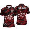 Maxcorners Bowling Polo Shirt Camouflage Pattern Geometric Angular Splatter Ball Pins Multi Options Personalized Name, Team Name Unisex 3D Shirt (4 Colors)