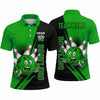 Maxcorners Bowling Polo Shirt Funny Mascot Character Smiling Face Halftone Dots Ball Pins Multi Options Personalized Name, Team Name Unisex 3D Shirt (3 Colors)