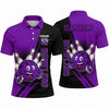 Maxcorners Bowling Polo Shirt Funny Mascot Character Smiling Face Halftone Dots Ball Pins Multi Options Personalized Name, Team Name Unisex 3D Shirt (3 Colors)