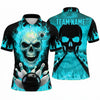 Maxcorners Bowling Polo Shirt Flaming Screaming Skull Alley Lane Inferno Fire Ball Pins Multi Options Personalized Name, Team Name Unisex 3D Shirt (4 Colors)
