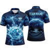 Maxcorners Bowling Polo Shirt Electric Lightning Strike Thunder Clouds Alley Lane Ball Pins Multi Options Personalized Name, Team Name Unisex 3D Shirt (4 Colors)