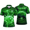 Maxcorners Bowling Polo Shirt Electric Lightning Strike Thunder Clouds Alley Lane Ball Pins Multi Options Personalized Name, Team Name Unisex 3D Shirt (4 Colors)