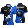 Maxcorners Bowling Polo Shirt Two Tone Split Paint Splash Ink Halftone Dots Ball Pins Multi Options Personalized Name, Team Name Unisex 3D Shirt (4 Colors)