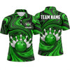 Maxcorners Bowling Polo Shirt Fluid Swirl Marble Wave Energy Motion Pattern Ball Pins Multi Options Personalized Name, Team Name Unisex 3D Shirt (4 Colors)