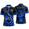 Maxcorners Bowling Polo Shirt Fire Dragon Breath Smoke Ball Pins Personalized Custom Team Player Name Apparel (4 Color)