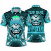 Maxcorners Bowling Polo Shirt Retro Synthwave Sunset Palm Trees Monster Face City Skyline Grid Ball Pins Multi Options Personalized Name, Team Name Unisex 3D Shirt (4 Colors)