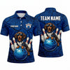 Maxcorners Bowling Polo Shirt Dachshund Dog Sunglasses Cracked Texture Ball Pins Personalized Custom Team Player Name Apparel (4 Color)