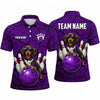 Maxcorners Bowling Polo Shirt Dachshund Dog Sunglasses Cracked Texture Ball Pins Personalized Custom Team Player Name Apparel (4 Color)