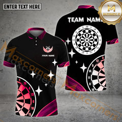 Maxcorners  Darts Basic Blink Dartboard Personalized Name, Team Name 3D Polo Shirt (4 Colors)