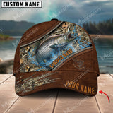 Maxcorners Striped Bass Fishing Leather Pattern Personalized Classic 3D Cap