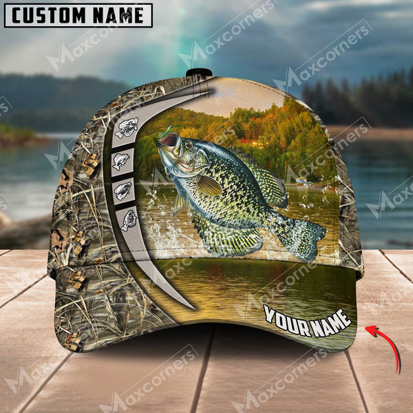 Maxcorners Crappie Fishing River Pattern Personalized Classic 3D Cap