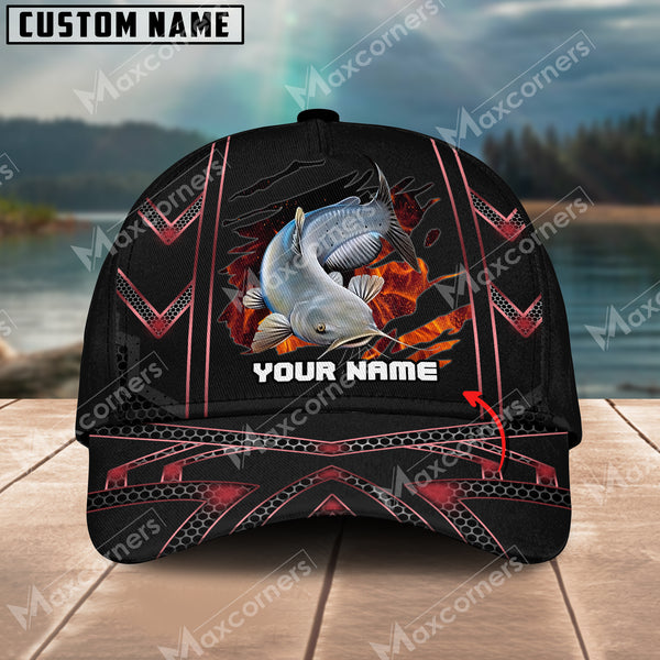 Maxcorners Catfish Fishing Red Pattern Personalized Classic 3D Cap