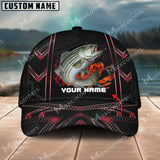 Maxcorners Stripped Bass Fishing Red Pattern Personalized Classic 3D Cap