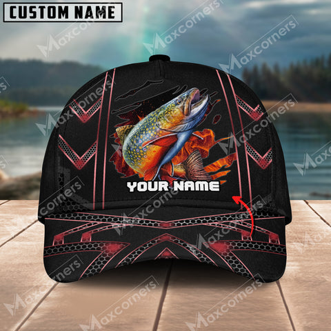 Maxcorners Trout Fishing Red Pattern Personalized Classic 3D Cap