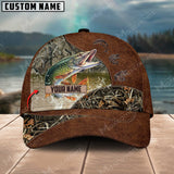 Maxcorners Pike Fishing Leather Pattern Personalized Classic 3D Cap