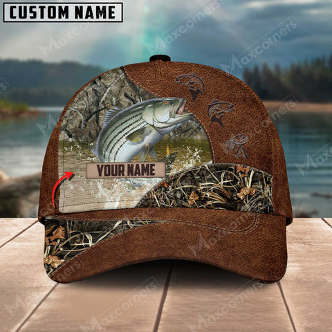 Maxcorners Stripped Bass Fishing Leather Pattern Personalized Classic 3D Cap