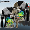 Maxcorners Fishing Water Camo Pattern Sun Protection Personalized Name, Team Name Long Sleeve Shirt (6 Fish Species)