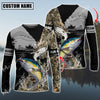 Maxcorners Fishing Water Camo Pattern Sun Protection Personalized Name, Team Name Long Sleeve Shirt (6 Fish Species)