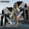 Maxcorners Fishing Water Camo Pattern Sun Protection Personalized Name, Team Name Long Sleeve Shirt (6 Fish Species)