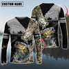 Maxcorners Fishing Water Camo Pattern Sun Protection Personalized Name, Team Name Long Sleeve Shirt (6 Fish Species)