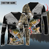 Maxcorners Fishing Water Camo Pattern Sun Protection Personalized Name, Team Name Long Sleeve Shirt (6 Fish Species)