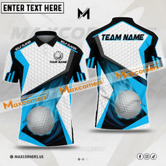 Maxcorners Customized Name Golf Fire Ball Skin Pattern Multicolor Option 3D Polo Shirt