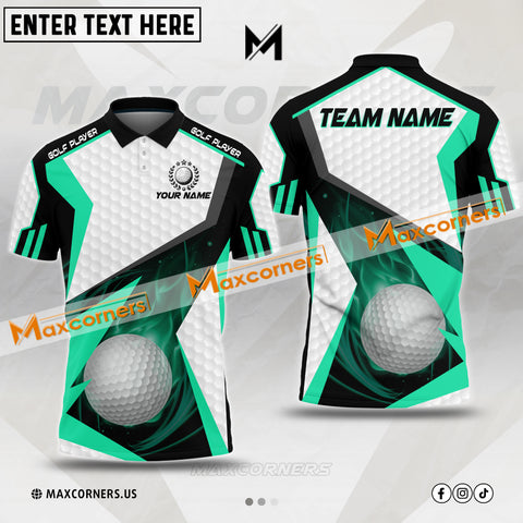 Maxcorners Customized Name Golf Fire Ball Skin Pattern Multicolor Option 3D Polo Shirt