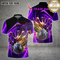 Maxcorners Bowling Shirts Custom Bowling Polo Shirt, Bowling Design, Personalized Bowling Polo for Men Women, Personalized Name Team 3D Shirt