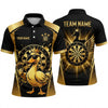 Maxcorners Darts Polo Shirt Duck Mascot Crown Sunglasses Holding Flight Arrow Wings Target Board Multi Options Personalized Name, Team Name Unisex 3D Shirt (5 Colors)