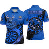 Maxcorners Darts Polo Shirt Muscular Angry Bull Mascot Fire Flames Paint Splatter Target Board Multi Options Personalized Name, Team Name Unisex 3D Shirt (5 Colors)