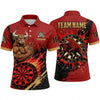 Maxcorners Darts Polo Shirt Muscular Angry Bull Mascot Fire Flames Paint Splatter Target Board Multi Options Personalized Name, Team Name Unisex 3D Shirt (5 Colors)