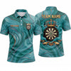 Maxcorners Darts Polo Shirt Marble Texture Swirl Fluid Waves Golden Royal Crown Frame Target Board Multi Options Personalized Name, Team Name Unisex 3D Shirt (5 Colors)